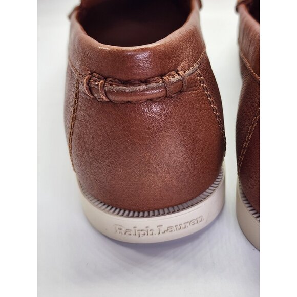 Polo Ralph Lauren Merton Venetian Loafers Size 8.5D Tan Leather Slip-On Shoes - Picture 6 of 14
